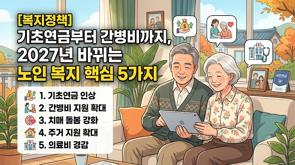 [복지정책] 기초연금부터 간병비까지, 2027년 바뀌는 노인 복지 핵심 5가지 📋